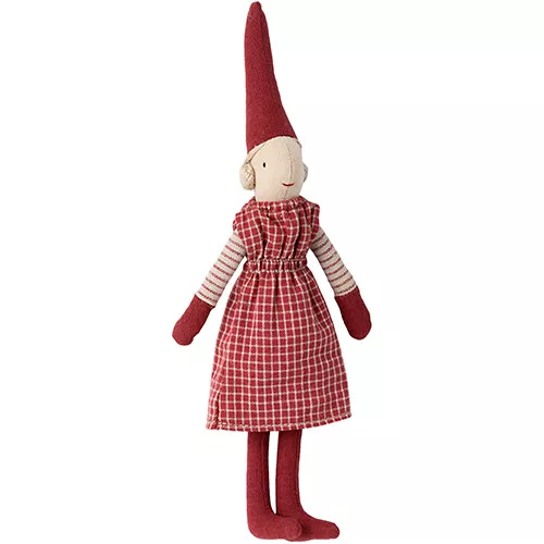 Maileg Decoratie Klimpixie - Meisje - Rode Jurk - 25 Cm