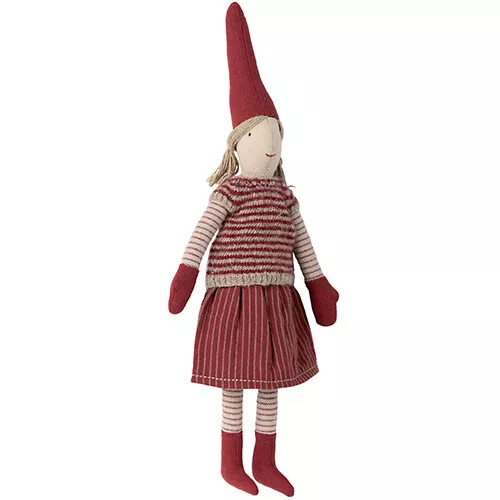 Maileg Decoratie Pixie - Mini - Meisje - Rood Gestreept - 31 Cm