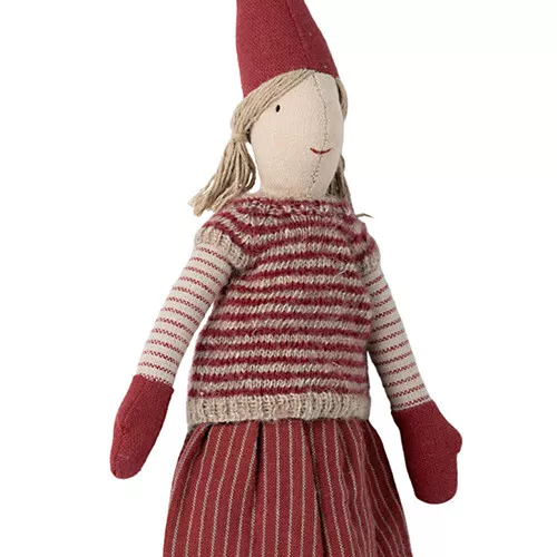 Maileg Decoratie Pixie - Mini - Meisje - Rood Gestreept - 31 Cm - Afbeelding 2