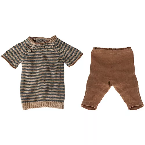 Maileg Knuffelkonijn Broek En Shirt Bruin - Maat 4 - 62 Cm - Afbeelding 2