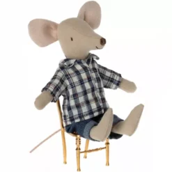 Maileg Knuffelmuis Vader Geruite Blouse - 15 Cm -Maileg Winkel maileg knuffelmuis vader geruite blouse 15 cm 3