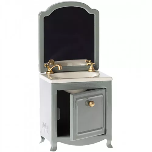 Maileg Poppenhuis Wastafel Met Spiegel - Dark Mint - 14,5 Cm - Afbeelding 2