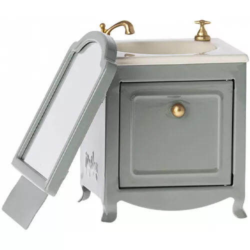 Maileg Poppenhuis Wastafel Met Spiegel - Dark Mint - 14,5 Cm - Afbeelding 3